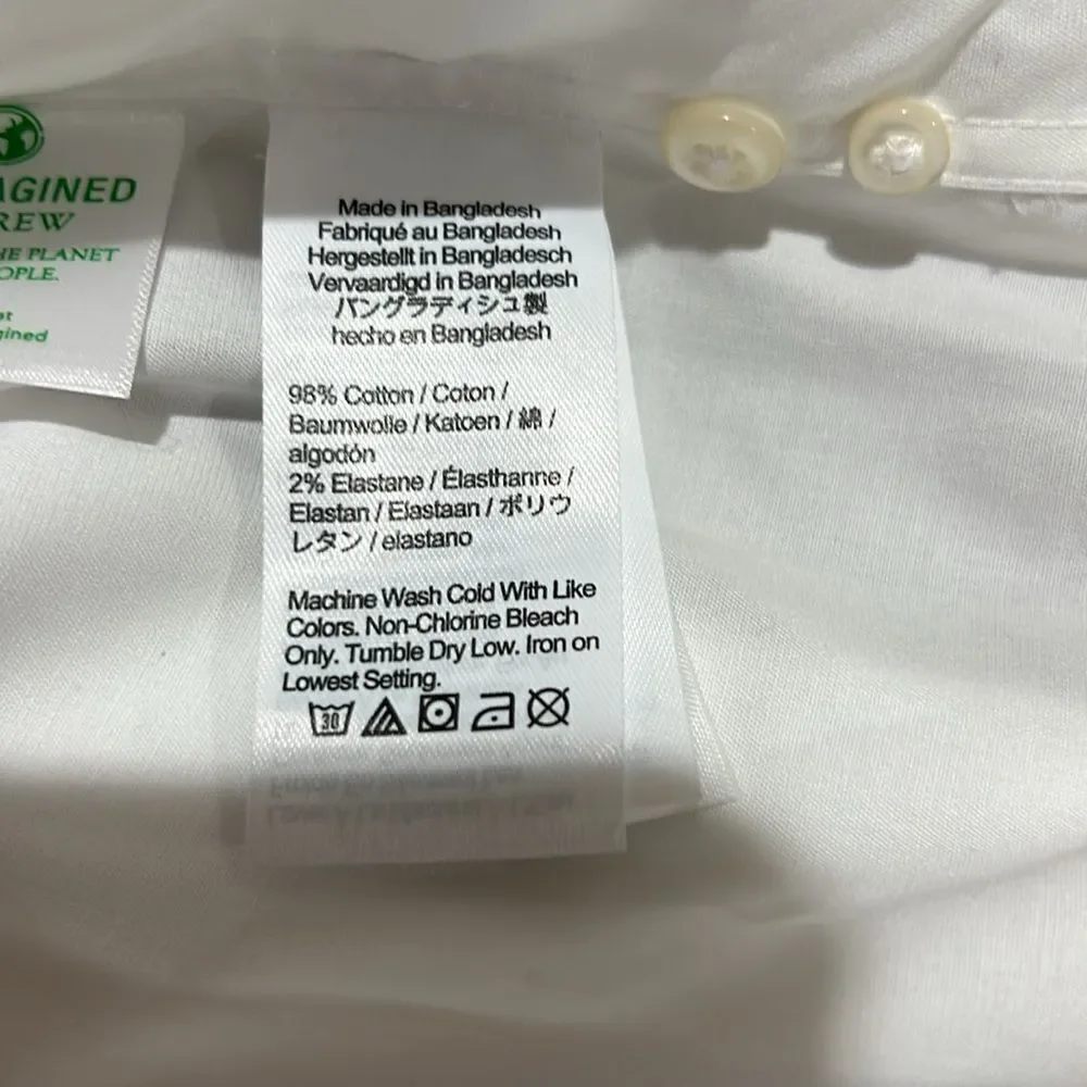 j. crew bg664 White Slim Bowery wrinkle-free dress shirt buttondown collar Small